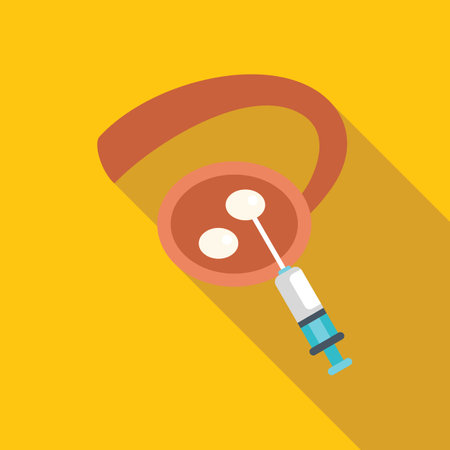 Syringe being used to remove egg cell from ovary for in vitro fertilization procedureのイラスト素材