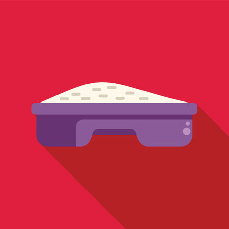 Purple litter box full of sand, cat toilet for domestic animalsのイラスト素材
