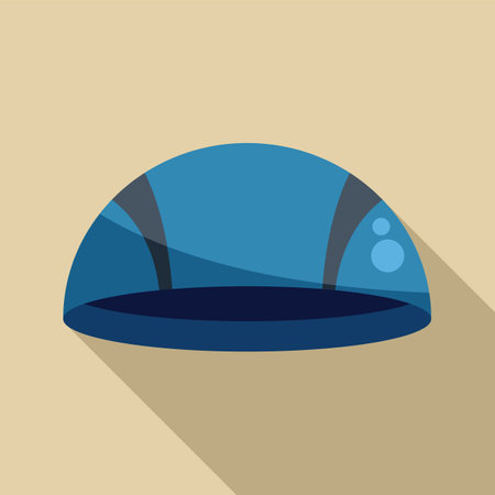 Blue swimming cap for professional training and competition in swimming poolのイラスト素材