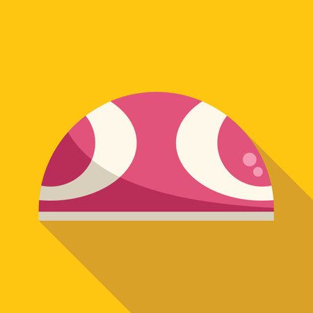 Pink and white swim cap for professional swimming training, isolated on a yellow backgroundのイラスト素材