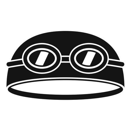 Swimming cap with goggles icon in simple style isolated on white backgroundのイラスト素材