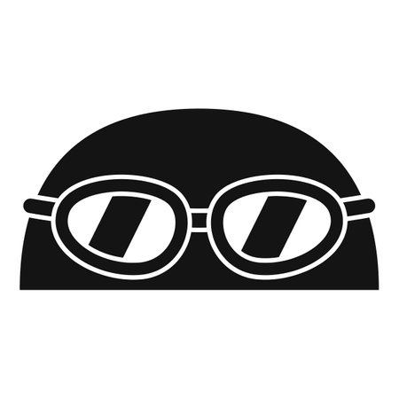Swimmer wearing swimming goggles getting ready to swim black and white iconのイラスト素材