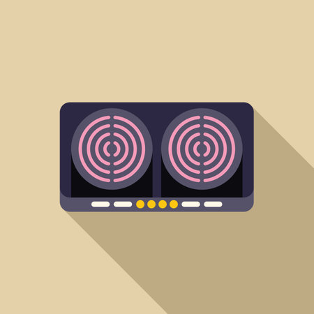Modern electric stove top with two burners glowing red, perfect for minimalist kitchens and modern homesのイラスト素材