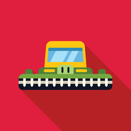 Combine harvester harvesting grain crops on a red background, agriculture and farming iconのイラスト素材