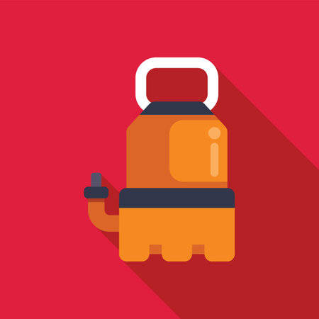 Water pump working with long shadow on red backgroundのイラスト素材