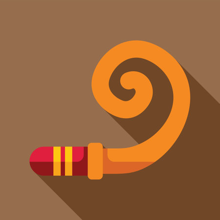 Orange party blower making noise celebrating a birthday or new years eveのイラスト素材