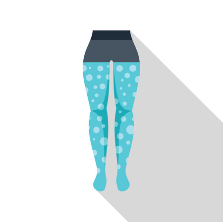 Blue tights with white polka dots are being modeled against a gray backgroundのイラスト素材