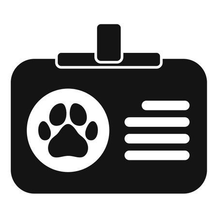 Black and white icon of a dog id tag showing owner contact informationのイラスト素材
