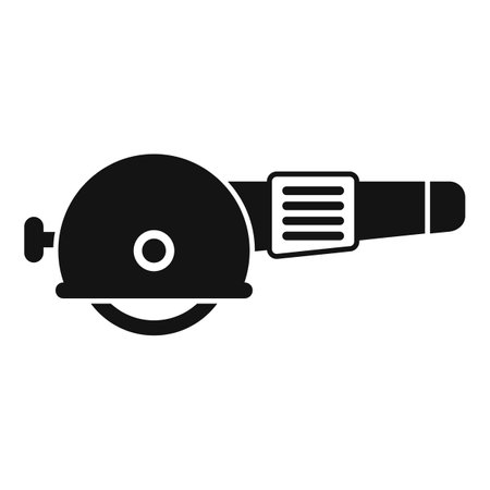 Black glyph icon of an angle grinder cutting machine being used for construction and renovation workのイラスト素材