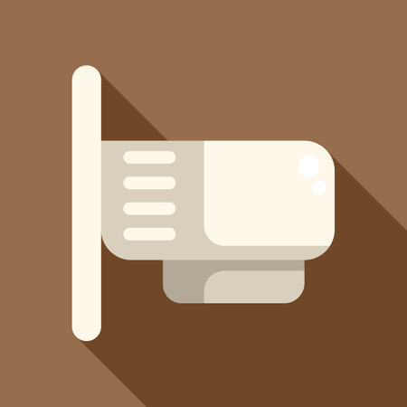 Illustration of a modern electric hand dryer machine mounted on a brown wall, side viewのイラスト素材