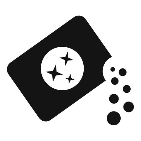 Black laundry detergent box pouring out washing powder with three stars symbolのイラスト素材