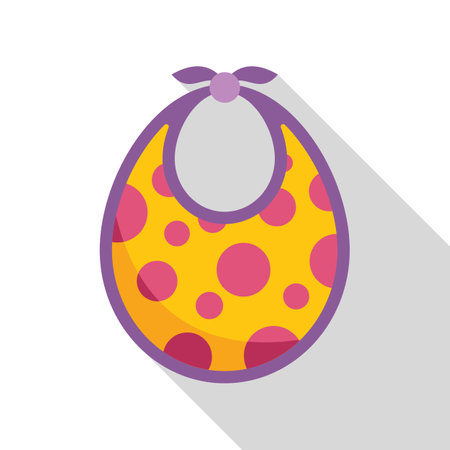 Yellow baby bib with pink polka dots, keeping a baby clean during mealtimeのイラスト素材