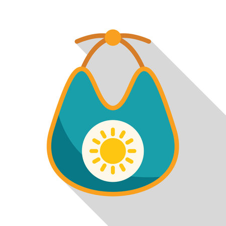 Baby bib with sun icon, showing eating time for childrenのイラスト素材