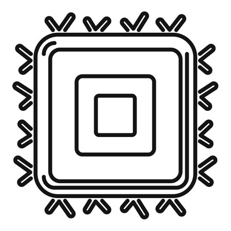 Square cpu is connecting to the motherboard using small pinsのイラスト素材
