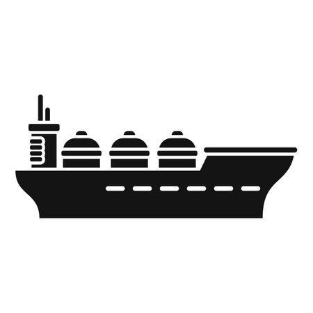 Black silhouette of a gas carrier ship transporting lng, highlighting the importance of maritime energy logisticsのイラスト素材