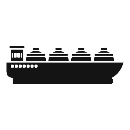 Black silhouette of a gas carrier ship transporting liquefied natural gasのイラスト素材