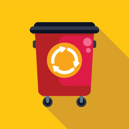Red recycling bin with a recycling symbol, promoting responsible waste management and environmental consciousnessのイラスト素材
