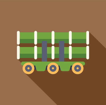 Icon of a logging truck carrying timber on a construction site, in flat designのイラスト素材