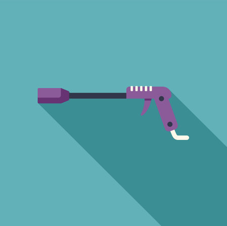 Gas torch burning tool with a long shadow on a blue backgroundのイラスト素材