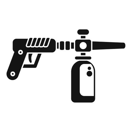 Black glyph icon of a professional detailing gun applying nano ceramic coating for car paint protectionのイラスト素材