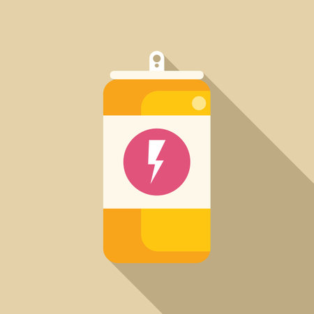 Energy drink can with a lightning bolt symbol is standing out on a simple backgroundのイラスト素材