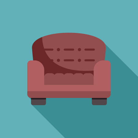 Red sofa standing in an empty living room, concept of moving homeのイラスト素材