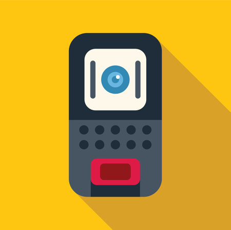 Voice recorder device recording an audio message on yellow backgroundのイラスト素材