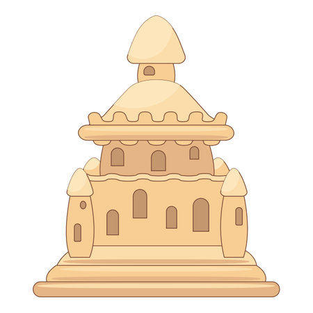 Illustration of a sandcastle with towers and a gate, evoking childhood memories and summer funのイラスト素材