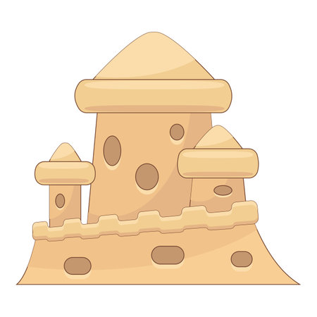 Sandcastle standing on a beach, perfect for topics like summer, vacation or childhoodのイラスト素材
