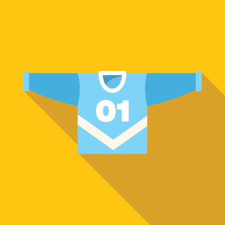 Blue sports jersey with the number one, hanging on a yellow backgroundのイラスト素材