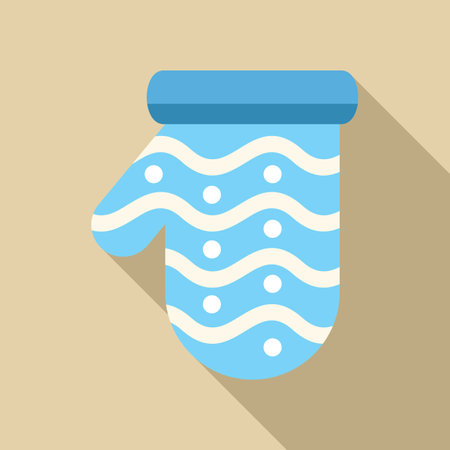 Blue oven mitt with white wavy pattern, designed for safely handling hot cookwareのイラスト素材