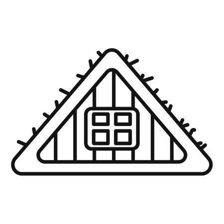 Roof with wooden beams and window being covered with snowのイラスト素材