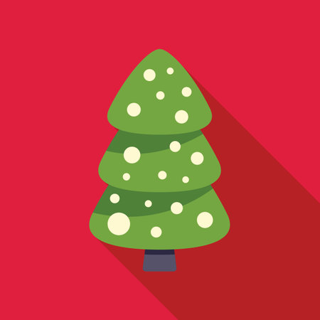 Simple christmas tree illustration with a long shadow, perfect for holiday projectsのイラスト素材