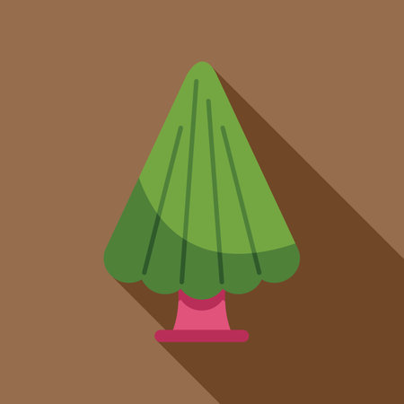 Stylized christmas tree with a long shadow on a brown backgroundのイラスト素材