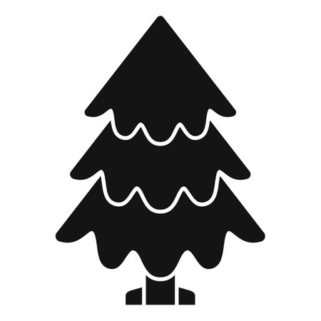 Black simple icon of a pine tree growing with three branchesのイラスト素材