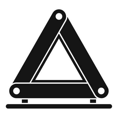 Black glyph icon of a warning triangle is standing on its baseのイラスト素材
