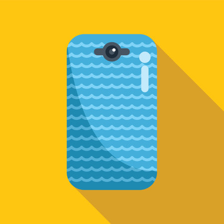 Waterproof phone case with water waves pattern protecting a smartphone from water damageのイラスト素材