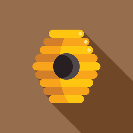 Yellow beehive with a dark entrance hole, representing beekeeping and honey productionのイラスト素材