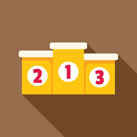 Yellow podium with numbers one, two, three for winners on brown backgroundのイラスト素材