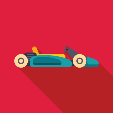 Green go kart is speeding on a red background, showcasing the excitement of racing and the thrill of competitionのイラスト素材