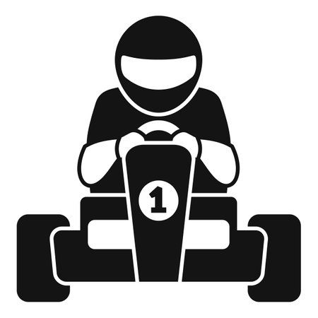 Professional kart racer is driving in a competition, determined to win the raceのイラスト素材