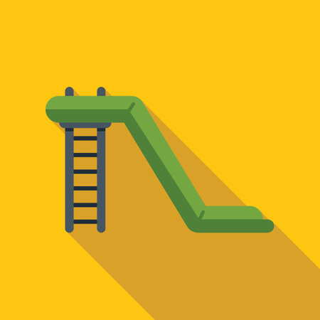 Simple vector illustration of a slide in flat design style with long shadow on yellow backgroundのイラスト素材