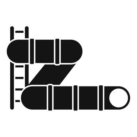 Black silhouette of an aqua park pipe water slide, a symbol of summer joy and amusementのイラスト素材