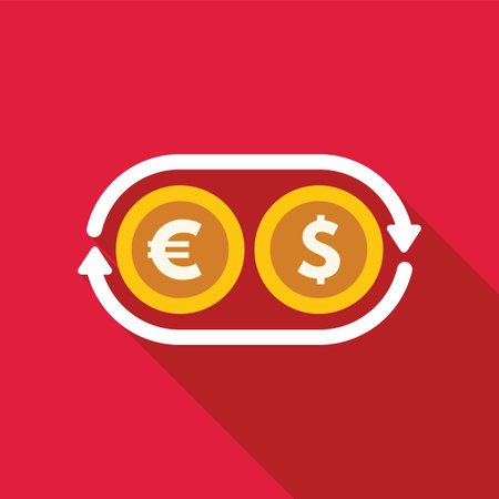 Simple illustration of dollar to euro exchange, depicting financial transactionのイラスト素材