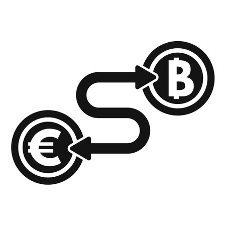 Arrows exchanging euro to bitcoin showing cryptocurrency exchange conceptのイラスト素材