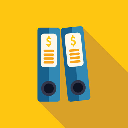 Two office binders containing financial documents marked with dollar signsのイラスト素材