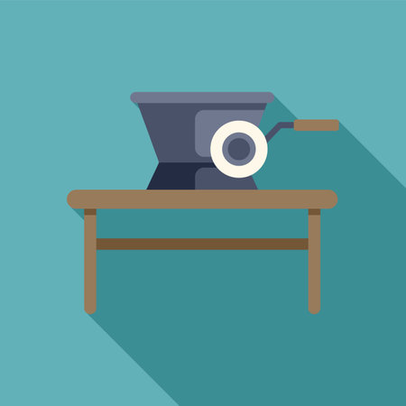 Grinding machine standing on wooden table in workshop, metal industry conceptのイラスト素材