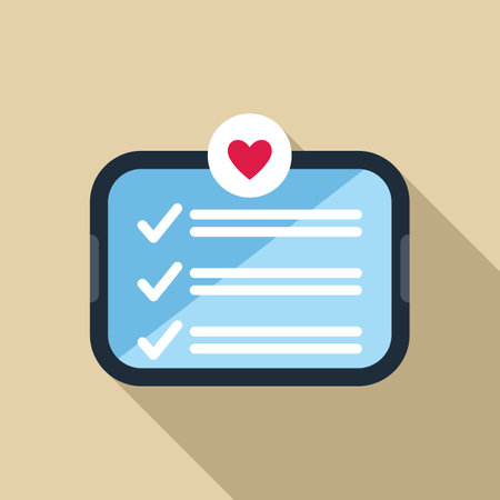 Smartphone is displaying a completed checklist with a heart icon, symbolizing the successful completion of tasks with love, care, and attentionのイラスト素材