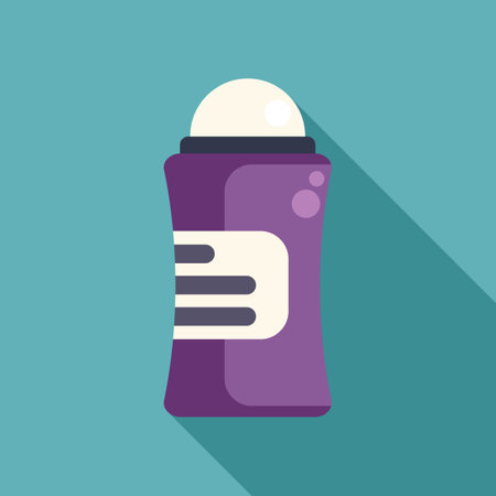 Purple roll on deodorant bottle spreading freshness on a turquoise backgroundのイラスト素材