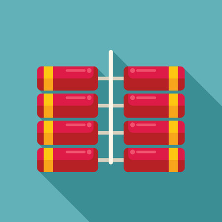 Bunch of red firecrackers is hanging, waiting to be lit for chinese new yearのイラスト素材